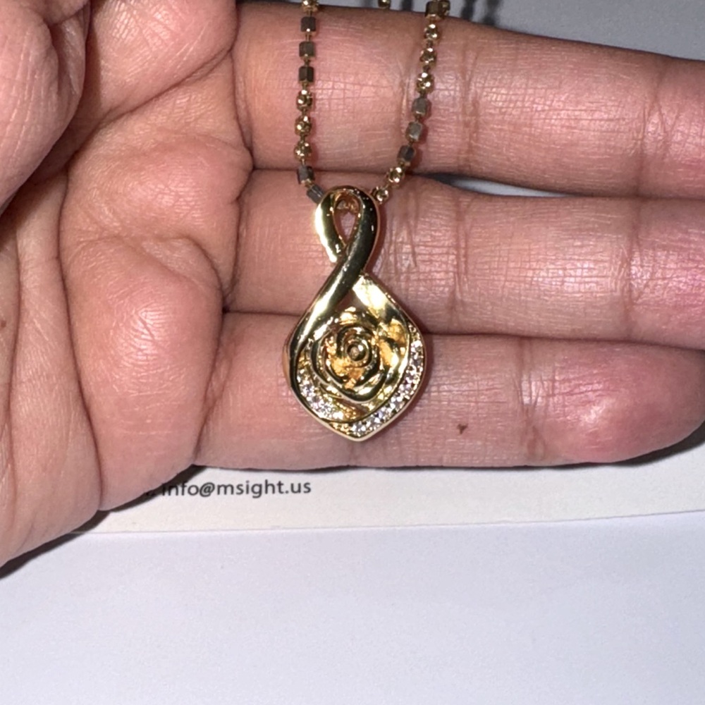 14k Yellow Gold Vermeil Rose Flower Urn Pendant to hols Ashes, Cremation Jewelry